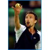 Photo By: Nick Laham/Getty Images...
Croatian No.10 seed Goran Ivanisevic in action against Frenchman Jerome Golmard on Rod Laver Arena, Wednesday evening...16 January, 2002
