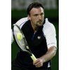 Croatia's Goran Ivanisevic makes a backhand volley during his second round match against France's Jerome Golmard at the Australian Open in Melbourne, January 16, 2002. REUTERS/Jason Reed
