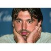 Defending Wimbledon men's singles champion Goran Ivanisevic, of Croatia, ponders a question during a news conference about his withdrawal from the 2002 Wimbledon tournament and his upcoming surgery, Tuesday, May 14, 2002, in Monaco. (AP Photo/Lionel Cironneau) 