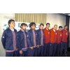 The U.S. Davis Cup team with Taylor Dent, Robby Genepri, James Blake and Mardi Fish pose with the Croatian team members Mario Ancic, Ivan Ljubicic, Lovro Zovko and Goran Ivanisevic, from left, in Zagreb on Thursday Feb. 6, 2003, after the draw for the Croatia against USA Davis Cup first round tournament to be played in Zagreb this weekend. (AP Photo/Hrvoje Knez) 