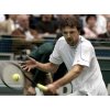 Croatian tennis player Goran Ivanisevic returns against Dutch player Sjeng Schalken at the ABN AMRO tennis tournament at Rotterdam's Ahoy stadium Monday Feb. 16, 2004. Ivanisevic lost in two sets, 6-3, 6-2. (AP Photo/Peter Dejong) 
