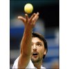 Croatian Goran Ivanisevic gets ready to serve to serve to Dutch Sjeng Schalken in the ABN Amro World Tennis Tournament in Rotterdam(AFP/CONTINENTAL). Monday Feb. 16, 2004.