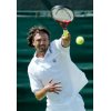 Croatia's Goran Ivanisevic smashes a return to Italy's Filippo Volandri in their second round match at the Wimbledon Tennis Championships in London, June 24, 2004.REUTERS/Gerry Penny
