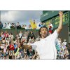  Croatian tennis veteran Goran Ivanisevic celebrates after defeating Italy's Filippo Volandri in the British Open's second round(AFP/Carl de Souza)