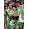 Diego Maradona (C) celebrates after scoring with Davor Suker (L) and Goran Ivanisevic during a charity soccer match in the Croatian Adriatic town of Novi Vinodolski on June 15, 2005. Maradona arrived in Croatia to play a charity soccer match with retired sports stars including Wimbledon champions Goran Ivanisevic and 