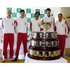 Croatia\'s Tennis Davis Cup team, with from left to right, Ivan Ljubicic, Mario Ancic, Goran Ivanisevic, Ivan Karlovic and non-playing captain Niki Pilicic stand behind the trophy after the draw of Davis Cup final matches between Slovakia and Croatia in Bratislava Thursday, Dec 1, 2005. The matches will be played from Dec. 2 to 4, 2005. (AP Photo/CTK, Samuel Kubani) 