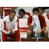 Croatia\'s team captain Nikola Pilic, left, with player Mario Ancic during his match against Slovakia's Dominik Hrbaty in Bratislava, Slovak Republic, Friday, Dec. 2, 2005. In background center former Wimbledon champion Goran Ivanisevic from Croatia. (AP Photo/Anja Niedringhaus) 