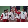 Team Croatia\'s captain Nikola Pilic (C) lifts up the Davis Cup trophy with the help of (L-R) Mario Ancic, Goran Ivanisevic, Ivan Ljubicic and Ivo Karlovic at the end of award ceremony in the Slovak capital of Bratislava, December 4, 2005. Ancic defeated Slovakia\'s Michal Mertinak in three sets 7-6 6-3 6-4 to give Croatia the 3-2 victory. REUTERS/Petr Josek