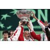 Croatia\'s Mario Ancic (L), Goran Ivanisevic (C) and Ivan Ljubicic celebrate their victory over Slovakia in the Davis Cup final in Bratislava, Slovakia. Mario Ancic led Croatia to Davis Cup history 04 December when he held his nerve to win the crucial last rubber to hand his country a 3-2 victory over fellow first-time finalists Slovakia.(AFP/Joe Klamar) 