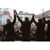 Croatian Davis cup team, left, Ivan Ljubicic, Mario Ancic, Goran Ivanisevic and Ivo Karlovic greet some tens of thousands fans gathered at the welcome ceremony in Zagreb, Croatia, Monday, Dec. 5, 2005. Croatia\'s tennis team returned to a rapturous welcome Monday after winning the Davis Cup, one of nation's biggest sports achivements since gaining independence 13 years ago. (AP Photo/Filip Horvat) 